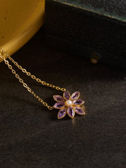 Cámellia Amethyst Pearl Necklace - CAMELLIA 18" White gold