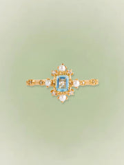 Seafoam Topaz Pearl Ring