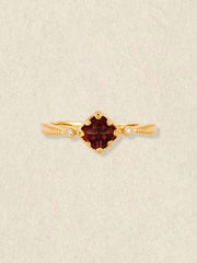 14K Solid Gold Carena Garnet Ring