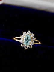 Celeste Topaz Halo Ring