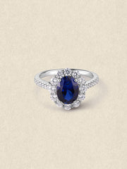 Violet Moissanite Halo Ring