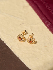 Regal Rosette Garnet Earrings