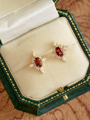 Claire Garnet Diamond Earrings - CAMELLIA