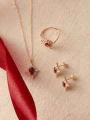 Crimson Crown Garnet Diamond Jewelry Set