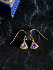 Astra Tanzanite Trilliant Drop Earrings - CAMELLIA