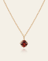 Rosée Garnet Solitaire Necklace - CAMELLIA