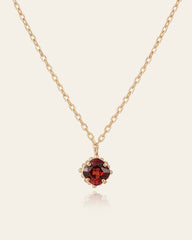 Rosée Garnet Solitaire Necklace - CAMELLIA