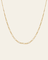The Isla Chain Necklace by CAMELLIA is crafted in radiant 14K Yellow Gold Vermeil, showcasing stunning alternating long and short links set against a plain light background.