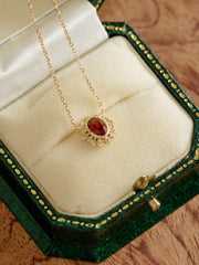 Garnet Petal Necklace - CAMELLIA
