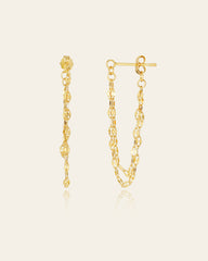 9K Solid Gold Nova Chain Drop Earrings - CAMELLIA Single