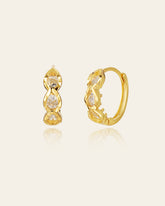 9K Solid Gold Luna Trio Diamond Huggies - CAMELLIA Single