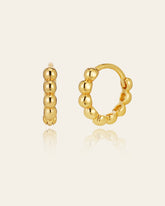 9K Solid Gold Beaded Glow Huggies - CAMELLIA Single