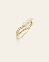 14K Solid Gold Adele Pearl Ring - CAMELLIA 3.5