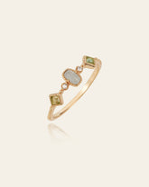 14K Solid Gold Verdelis Opal & Peridot Ring - CAMELLIA 3.5