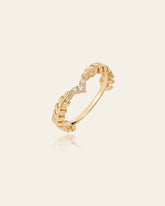 18K Solid Gold Leaf Whisper Diamond Band - CAMELLIA 3.5