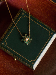 Cámellia Emerald Pearl Necklace - CAMELLIA 18" Yellow Gold