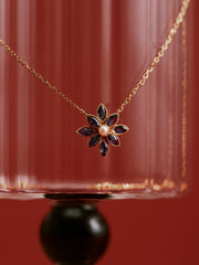 Cámellia Sapphire Pearl Necklace - CAMELLIA 18" Yellow Gold