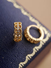 10K Solid Gold Lustre Weave Huggies - CAMELLIA Single