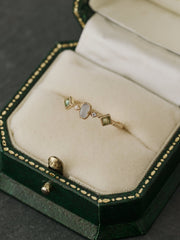 14K Solid Gold Verdelis Opal & Peridot Ring - CAMELLIA 3.5