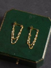 9K Solid Gold Nova Chain Drop Earrings - CAMELLIA Single