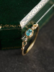 14K Solid Gold Aqua Muse Apatite Ring - CAMELLIA 3.5