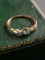 14K Solid Gold Aqua Muse Apatite Ring - CAMELLIA 3.5