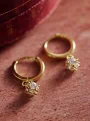 10K Solid Gold Celeste Bloom Hoop Earrings - CAMELLIA Single