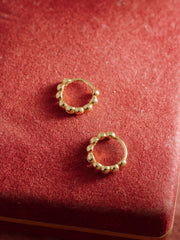 10K Solid Gold Beaded Glow Huggies - CAMELLIA Single