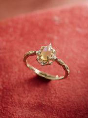 14K Solid Gold Lunaire Opal Ring - CAMELLIA 3.5