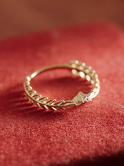 14K Solid Gold Leaf Whisper Diamond Band - CAMELLIA 3.5