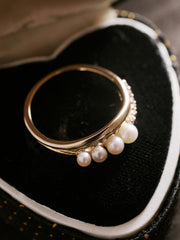 14K Solid Gold Adele Pearl Ring - CAMELLIA 3.5