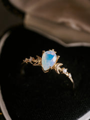 14K Solid Gold Celestia Moonstone Ring - CAMELLIA 3.5 US
