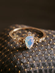 14K Solid Gold Celestia Moonstone Ring - CAMELLIA 3.5 US