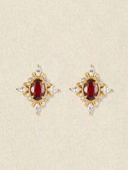 Crimson Crown Garnet Diamond Earrings