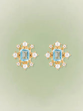 Seafoam Topaz Pearl Earrings
