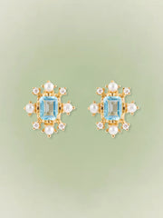 Seafoam Topaz Pearl Earrings
