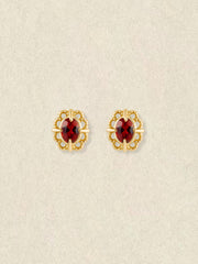 Regal Rosette Garnet Earrings