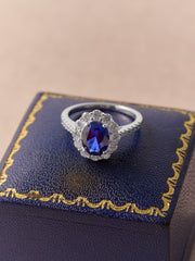 Violet Moissanite Halo Ring