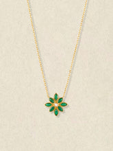 Emerald-Hued Stone & Freshwater Pearl Floral Necklace – Camellia