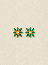 Emerald-Hued Stone & Freshwater Pearl Floral Earrings – Camellia