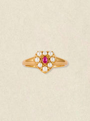 Ruby Pearl Heart Ring