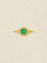 Emerald Deco Halo Ring