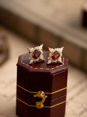 Claire Garnet Diamond Earrings - CAMELLIA