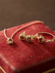 Regal Rosette Garnet Jewelry Set - CAMELLIA 5
