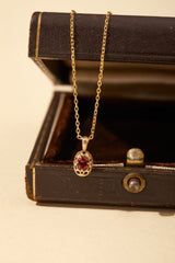 Regal Rosette Garnet Necklace - CAMELLIA Simple Chain