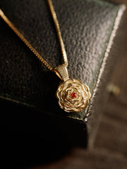 Elsa Carnation Garnet Necklace - CAMELLIA Yellow Gold
