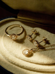 Moonstone Halo Jewelry Set