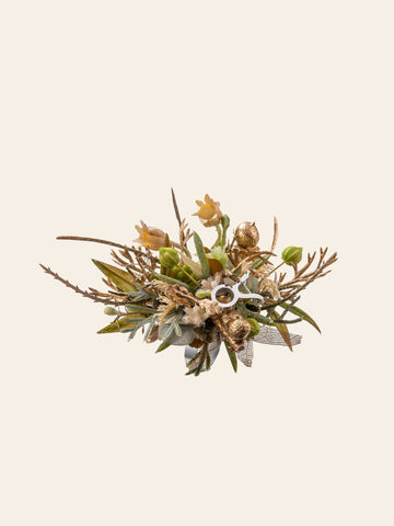The Taurus Flower Ring by CAMELLIA features a handcrafted design with vibrant yellow flowers, lush green leaves, and gold accents against a light backdrop. The Taurus Flower Ring by CAMELLIA features a handcrafted design with vibrant yellow flowers, lush green leaves, and gold accents against a light backdrop.