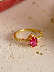 Verdure Ruby Ring - CAMELLIA 6 Gold