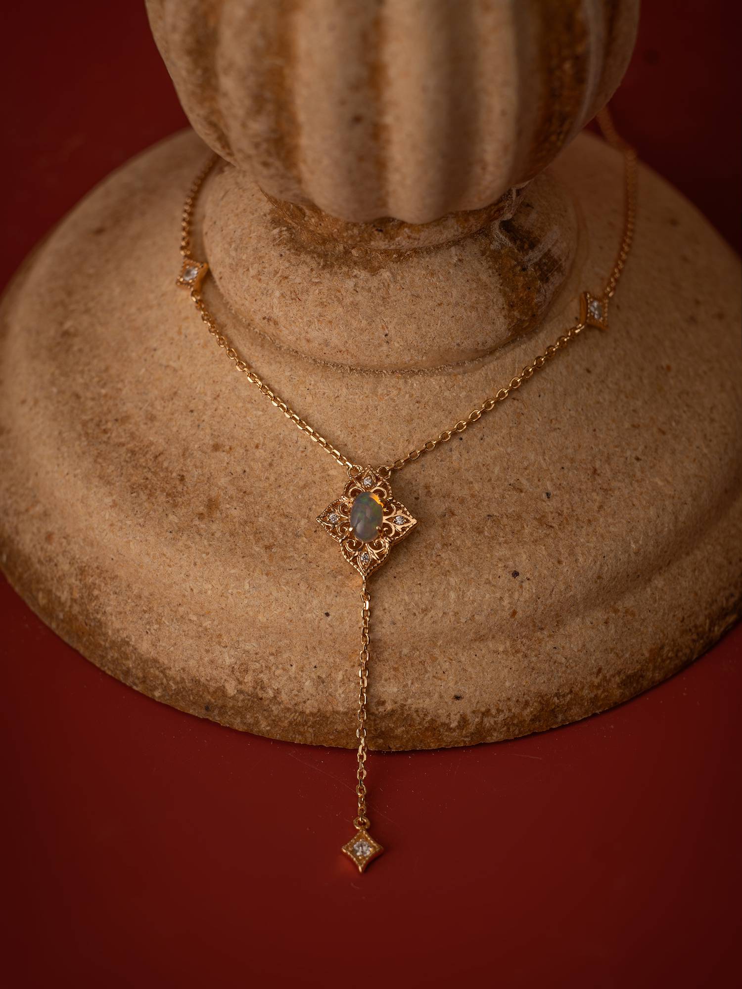 Aurielle Opal Long Necklace - CAMELLIA
